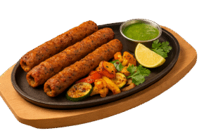 Gegrillte Hackfleischspieße (Seekh Kebab)